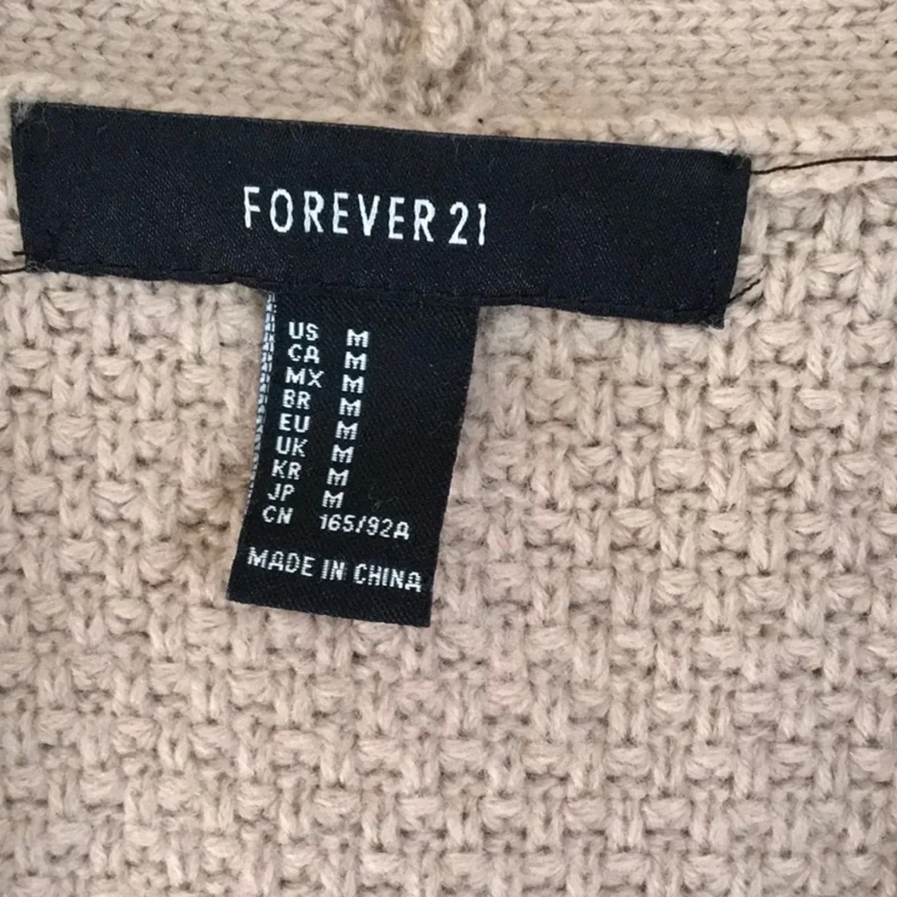 Forever 21 open front Cardigan sweater, brown/tan with black stripes size medium
